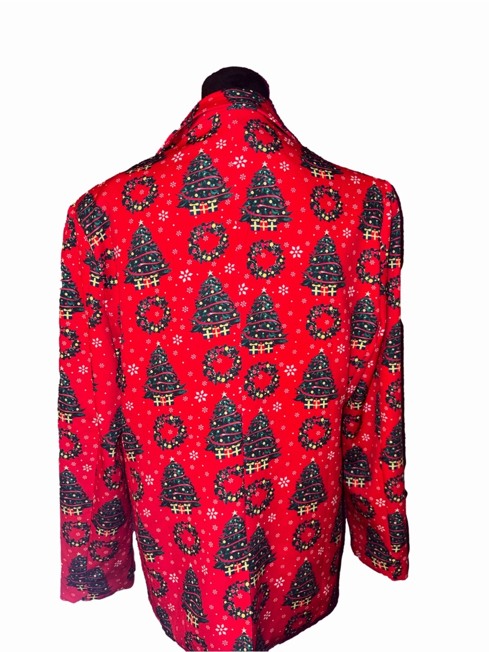 🆕💜Men’s Christmas Tree & Wreath Holiday Blazer Jacket Red Size M Single Button - Picture 4 of 10